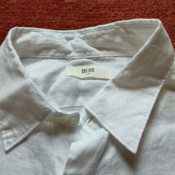 NTW UNIQLO MEN'S PREMIUM LINEN LONG SLEEVE SHIRT SIZE LARGE WHITE - Picture 5 of 6